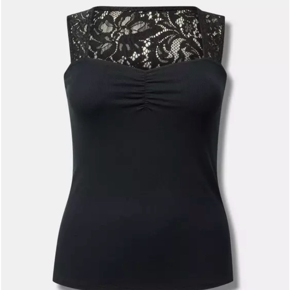 Torrid Black Lace Square Neck Tank size 2